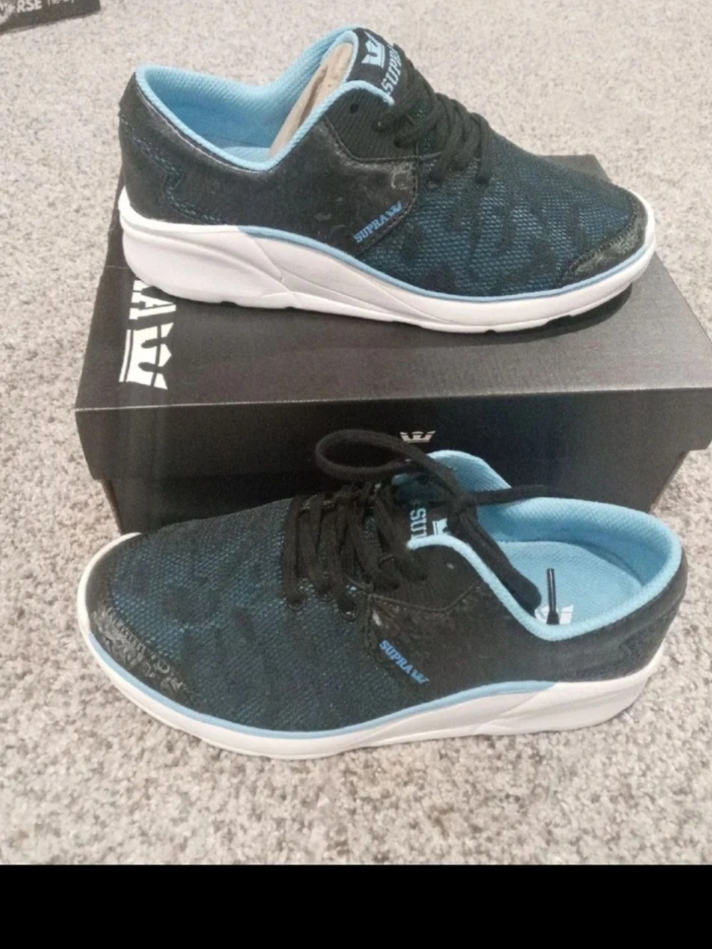 Supra Women’s Lightweight Black & Teal Knit Sneakers